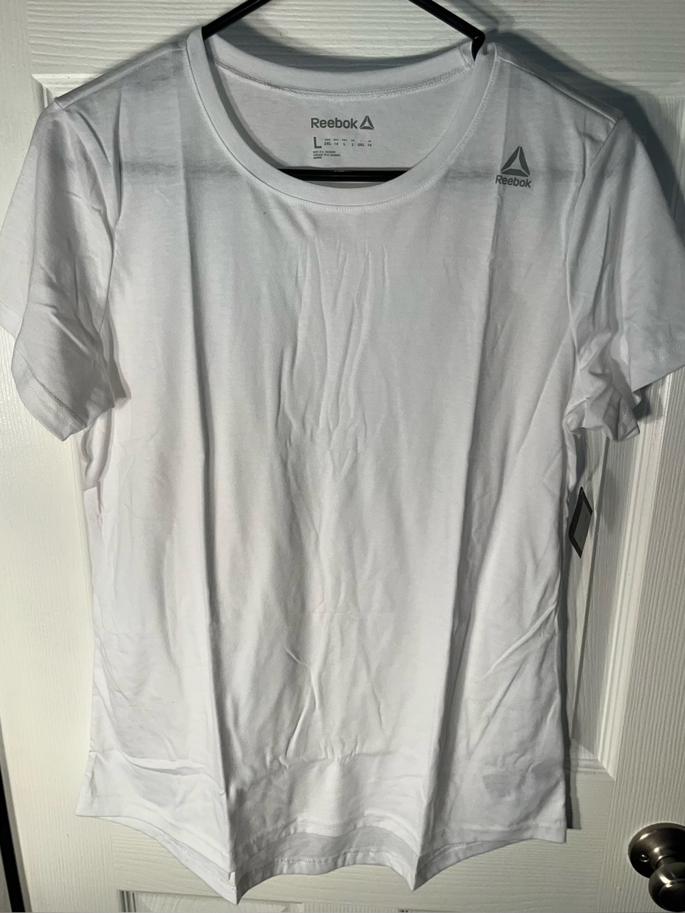 Women’s Large L Reebok Jersey CrewNeck Tee White NWT New